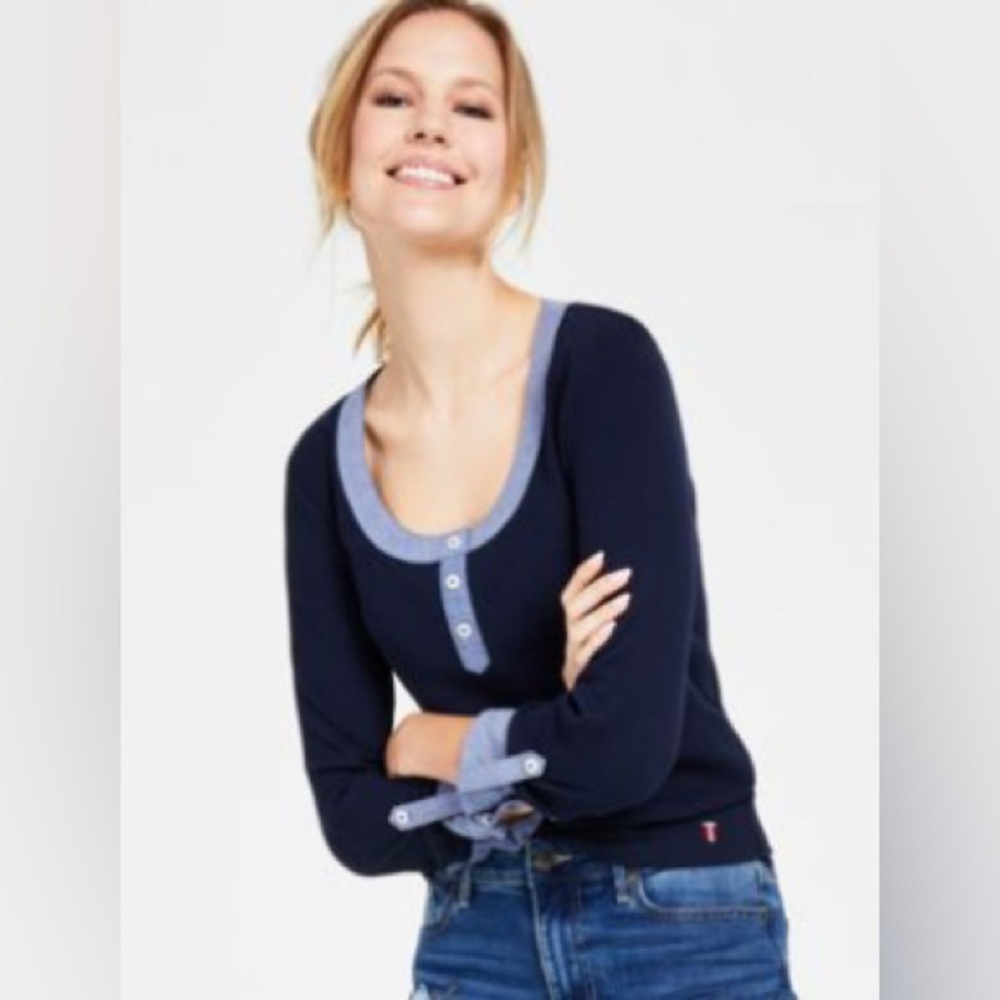 Tommy Hilfiger mixed media, roll-tab top